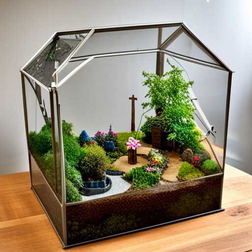 miniature fairy garden inside a terrarium